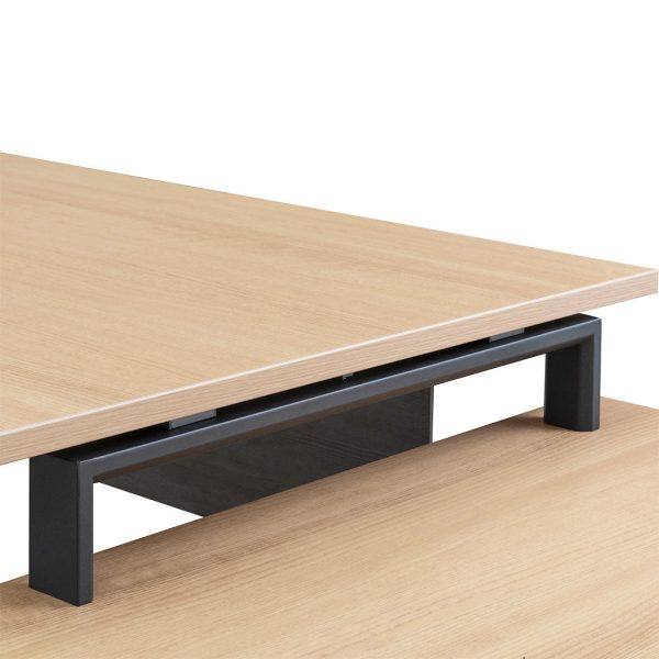 KER Right Return Office Desk - 1.8m Black with Natural Top - Image 9