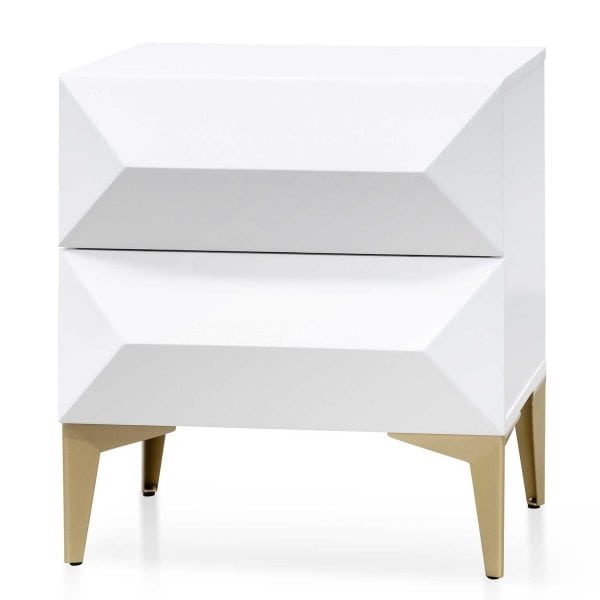 THYRA Wooden Side Table - 50cm White & Gold Legs - Image 2
