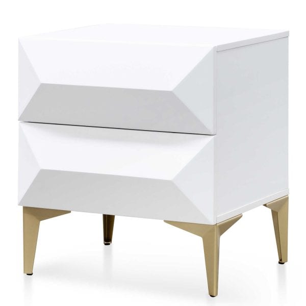 THYRA Wooden Side Table - 50cm White & Gold Legs
