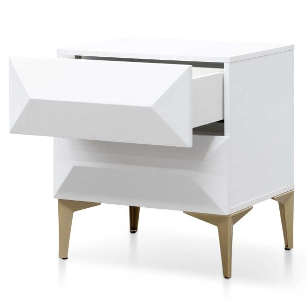 THYRA Wooden Side Table - 50cm White & Gold Legs - Image 4