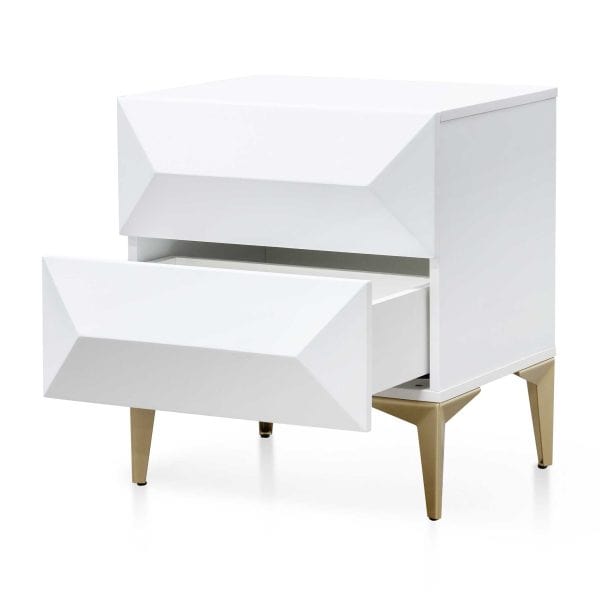 THYRA Wooden Side Table - 50cm White & Gold Legs - Image 5