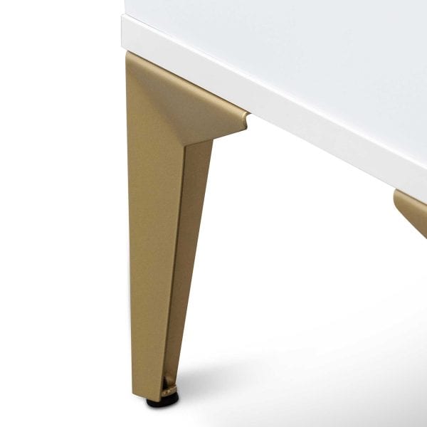 THYRA Wooden Side Table - 50cm White & Gold Legs - Image 9