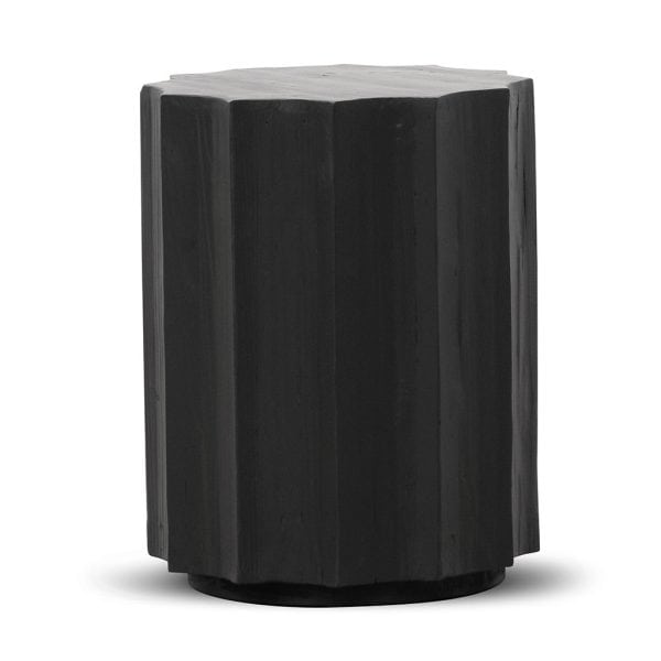 TULIP Side Table - 40cm Recycled Wood Black - Image 2