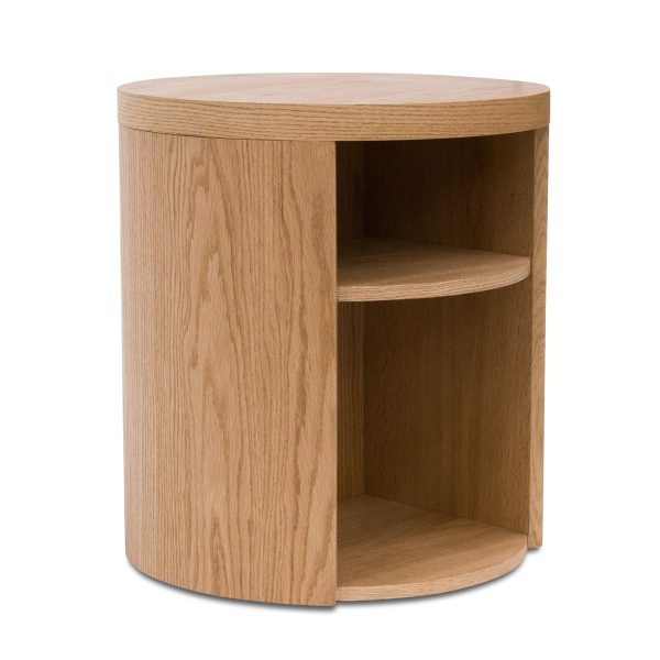 INGMAR Round Wooden Bedside Table - Natural - Image 3