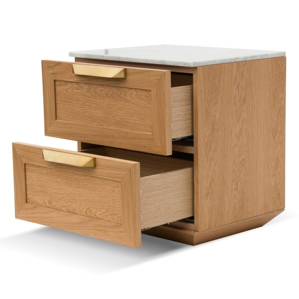 OLGA Bedside Table - Natural with Marble Top - Image 3