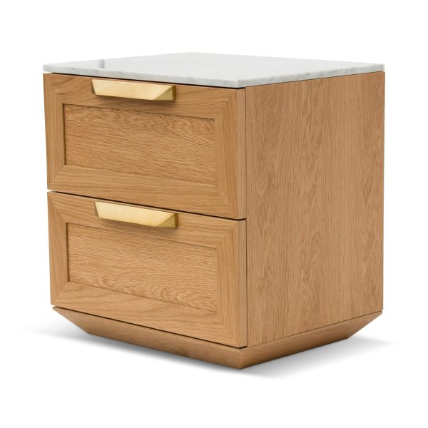OLGA Bedside Table - Natural with Marble Top - Image 4