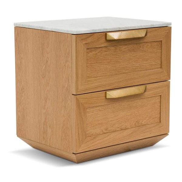 OLGA Bedside Table - Natural with Marble Top - Image 5