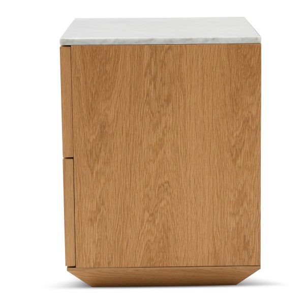 OLGA Bedside Table - Natural with Marble Top - Image 6