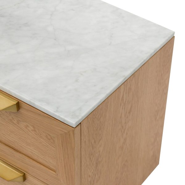 OLGA Bedside Table - Natural with Marble Top - Image 7