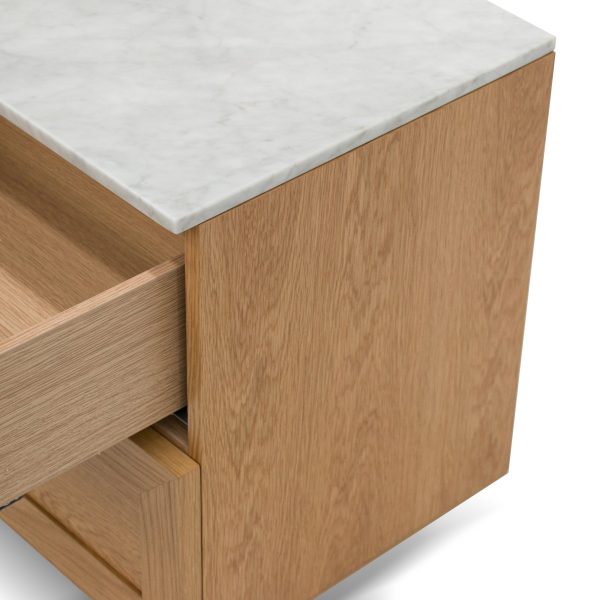 OLGA Bedside Table - Natural with Marble Top - Image 8