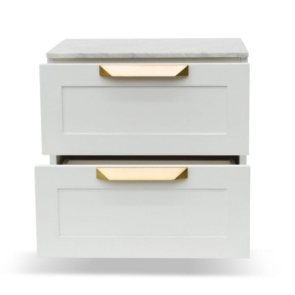 OLGA Bedside Table - White with Marble Top - Image 2