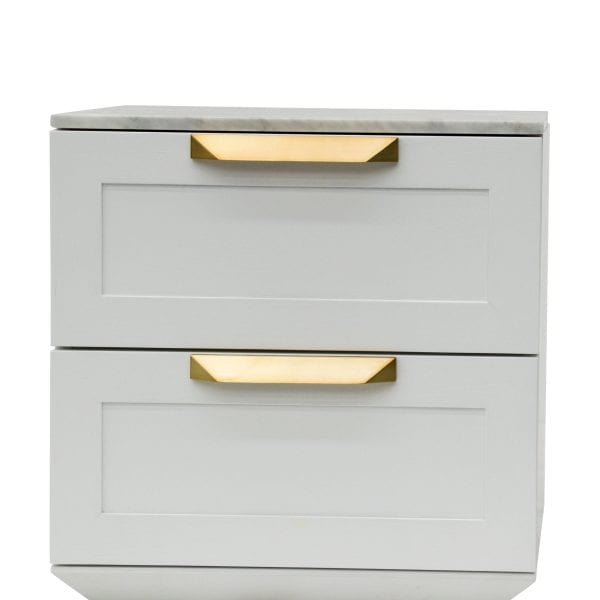 OLGA Bedside Table - White with Marble Top - Image 6