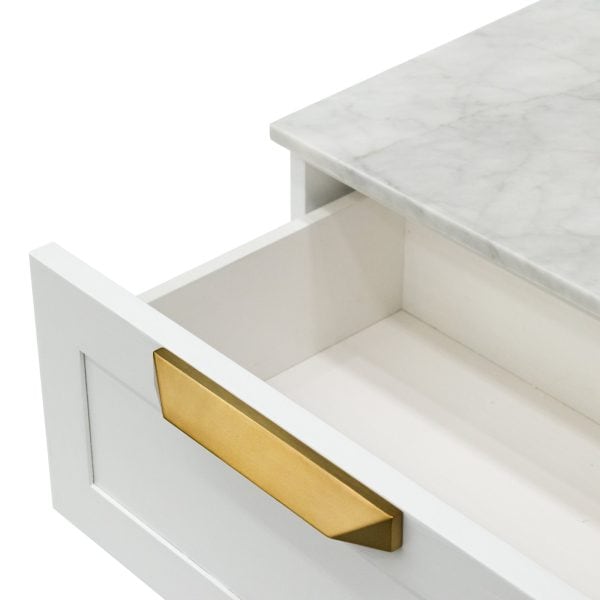 OLGA Bedside Table - White with Marble Top - Image 7