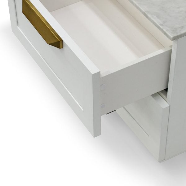 OLGA Bedside Table - White with Marble Top - Image 8