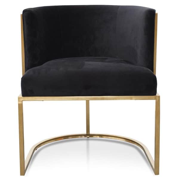ASTIN Arm Chair Black Velvet - Brushed Gold - Image 2