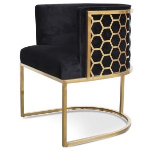 ASTIN Arm Chair Black Velvet - Brushed Gold