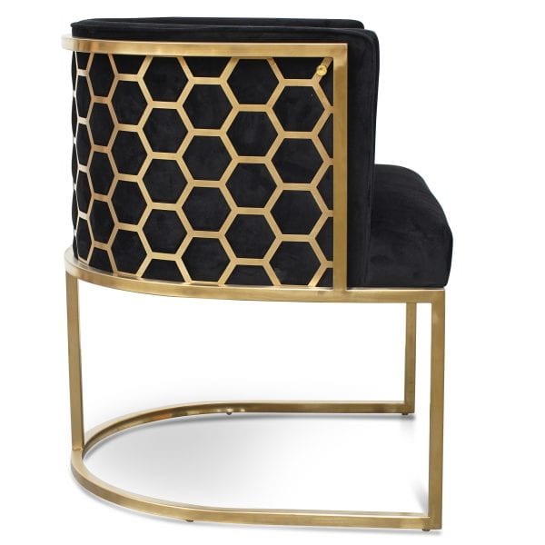 ASTIN Arm Chair Black Velvet - Brushed Gold - Image 3