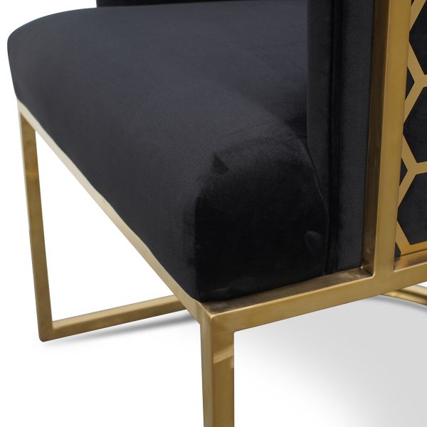 ASTIN Arm Chair Black Velvet - Brushed Gold - Image 5