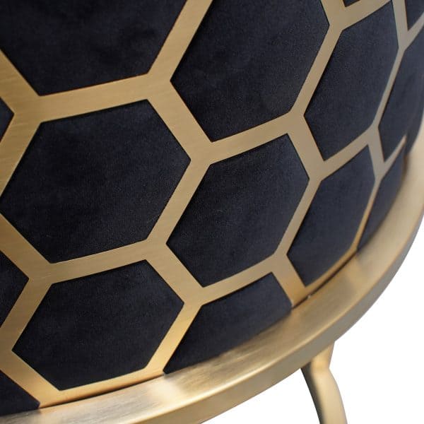 ASTIN Arm Chair Black Velvet - Brushed Gold - Image 7