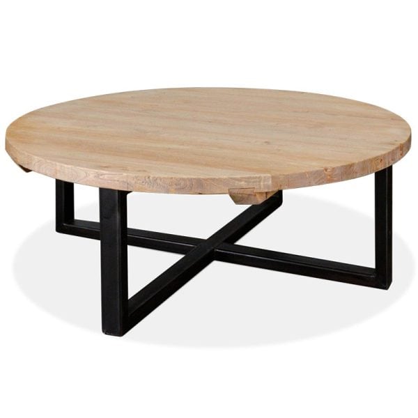 FELIPE Round Coffee Table - 1m Reclaimed Elm - Image 3