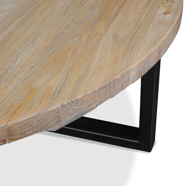 FELIPE Round Coffee Table - 1m Reclaimed Elm - Image 7