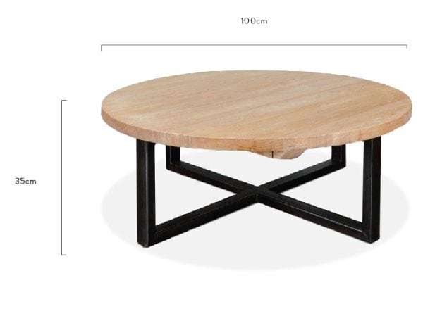 FELIPE Round Coffee Table - 1m Reclaimed Elm - Image 8