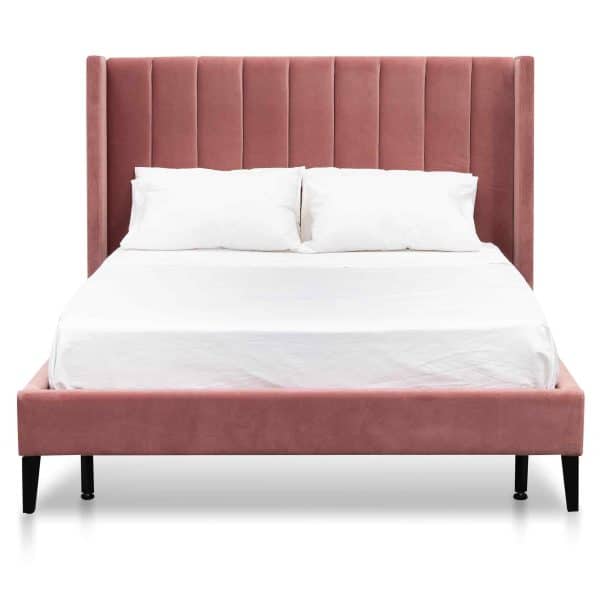 INGEMAR Queen Bed - Blush Peach Velvet - Image 2