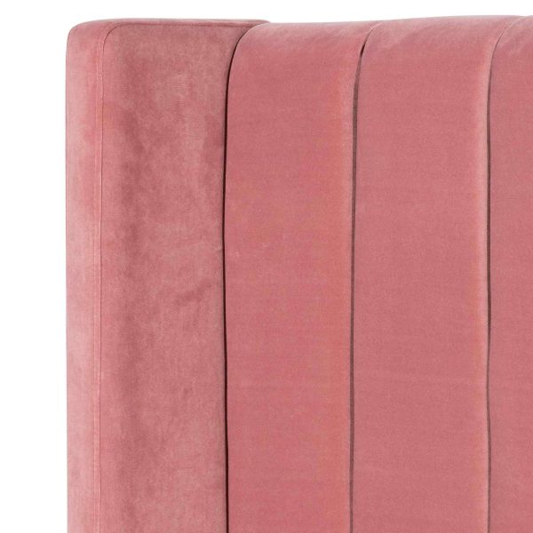 INGEMAR Queen Bed - Blush Peach Velvet - Image 6