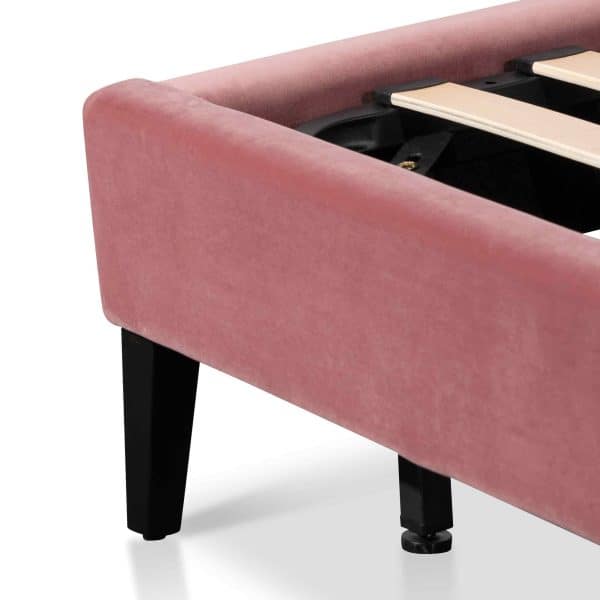 INGEMAR Queen Bed - Blush Peach Velvet - Image 7