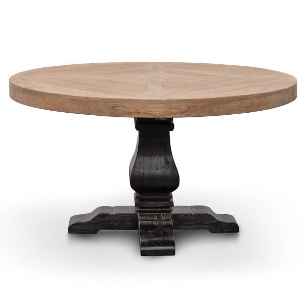HOPE Round Dining Table in Recycled Elm - 1.4m Natural Black Base - Image 2