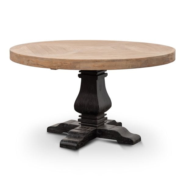 HOPE Round Dining Table in Recycled Elm - 1.4m Natural Black Base