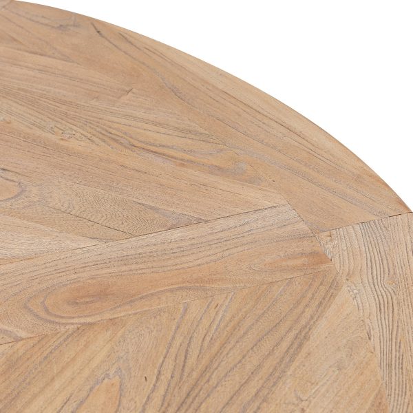 HOPE Round Dining Table in Recycled Elm - 1.4m Natural Black Base - Image 4