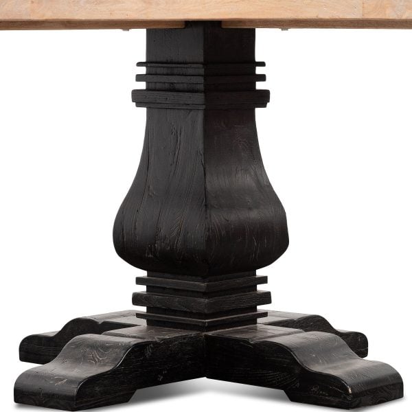 HOPE Round Dining Table in Recycled Elm - 1.4m Natural Black Base - Image 9