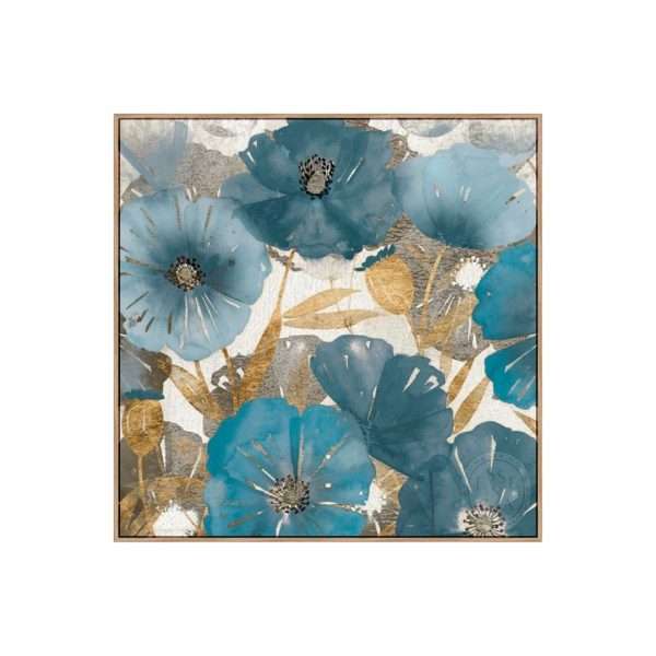 BLUE and GOLD POPPIES I - Natural Canvas