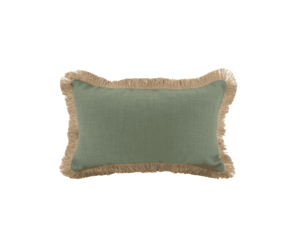 Lush Linen Fringe Lumbar Cushion - Sage 30 x 50