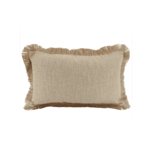 Lush Linen Fringe Lumbar Cushion - Latte 30 x 50
