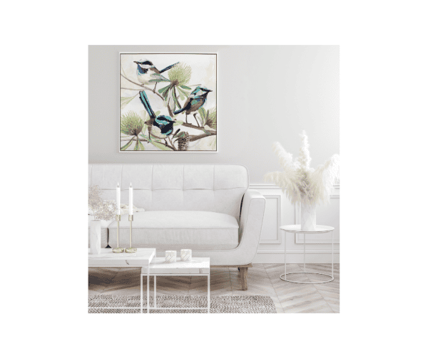 Trio of Willy Wagtail Painting - 83x83cm - Image 2