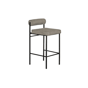 CORBY 65cm Fabric Bar Stool - Grey (Set of 2)